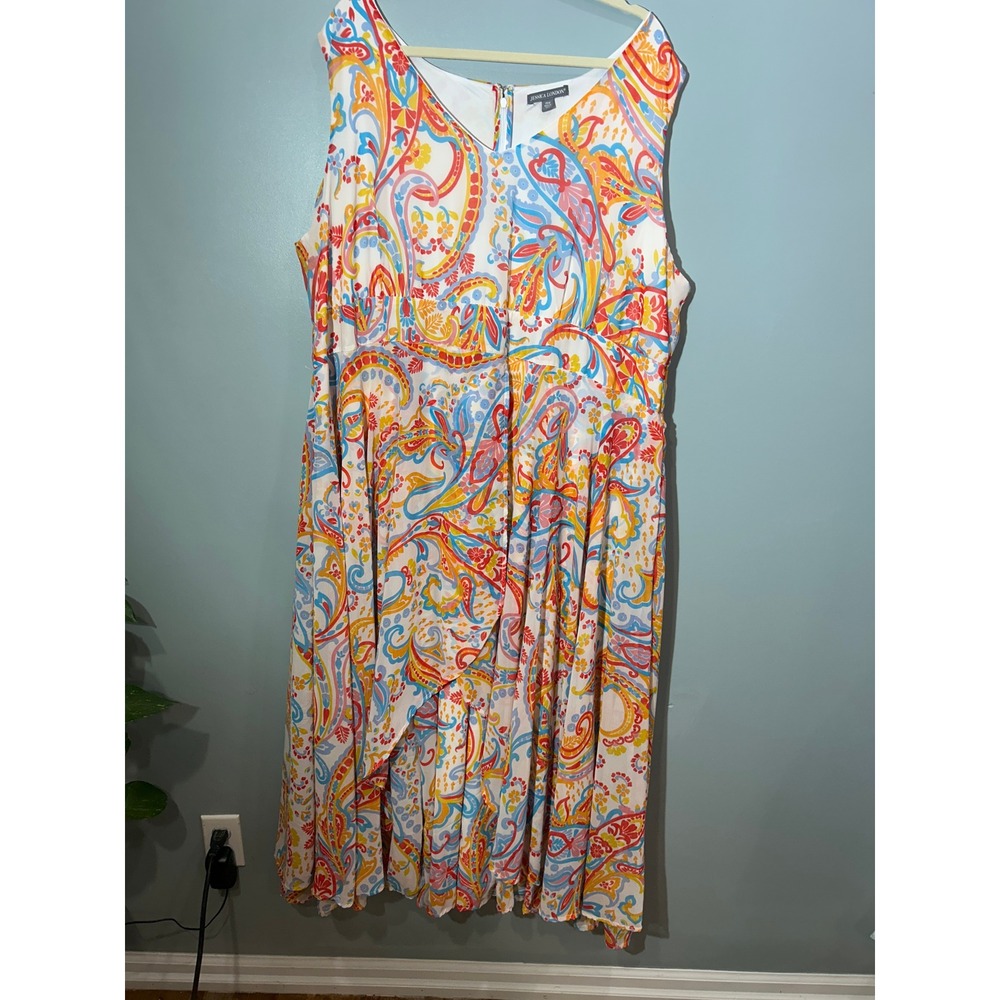 Jessica London Paisley Sleeveless Maxi Dress 28W Multi Color V-Neck Summer